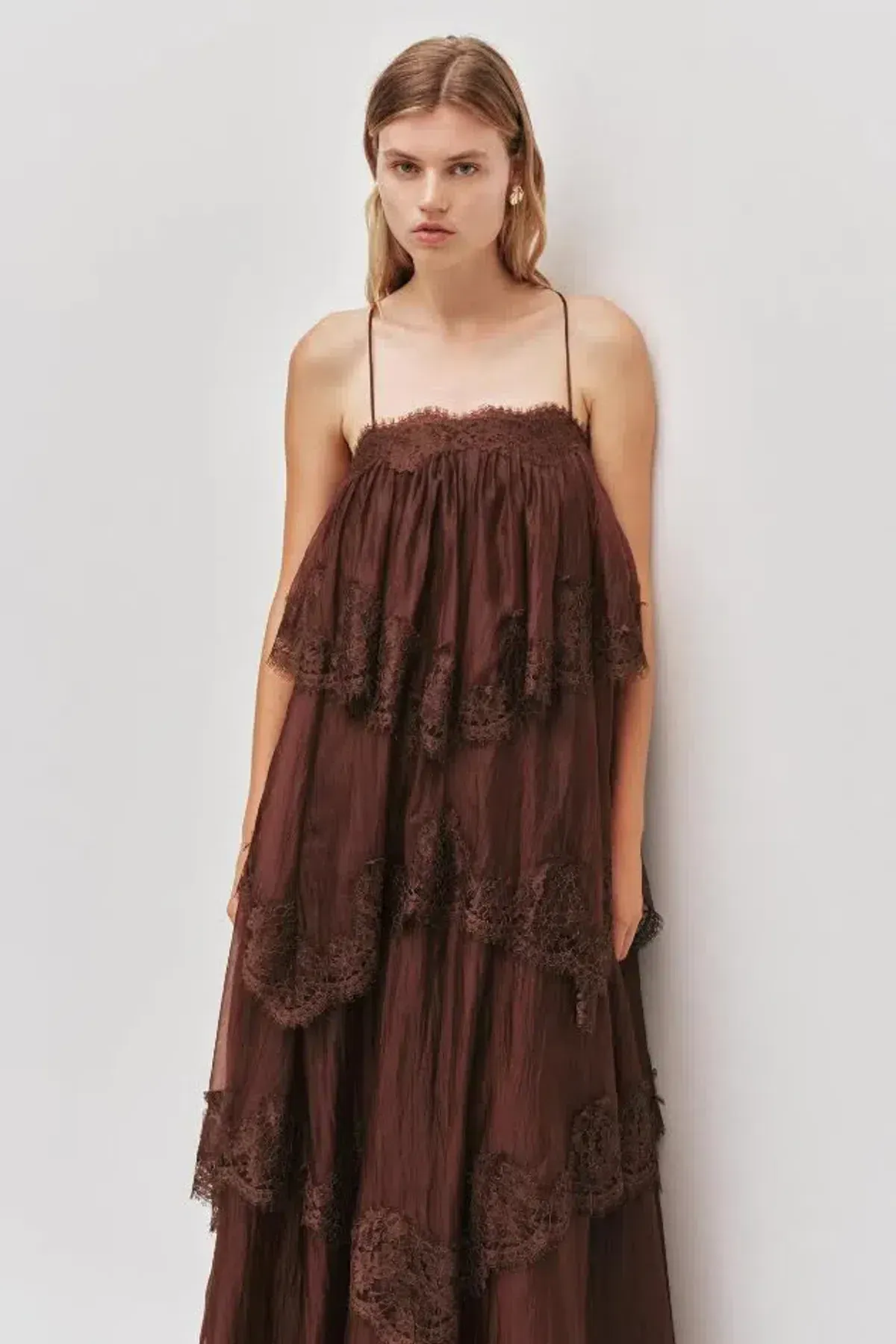🤎 Aje Ophelia Lace Gown in Chocolate Brown - Size 12 AU - Tiered Layered Maxi Dress 🤎 - Image 9
