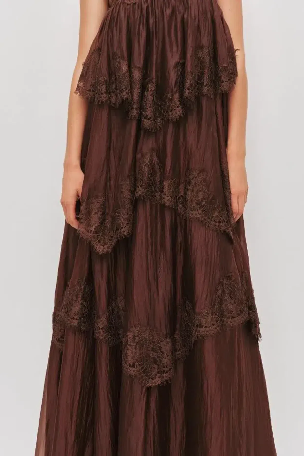 🤎 Aje Ophelia Lace Gown in Chocolate Brown - Size 12 AU - Tiered Layered Maxi Dress 🤎 - Image 4