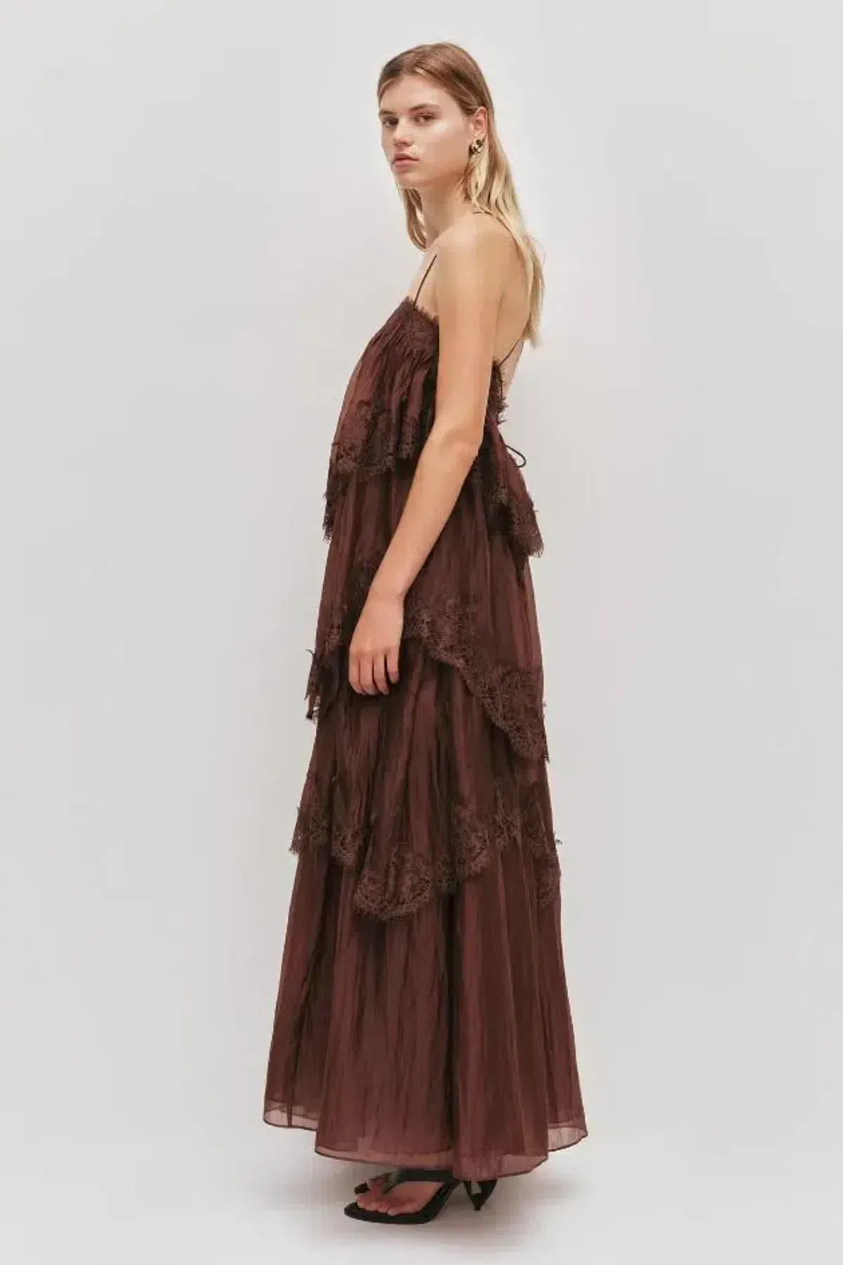 🤎 Aje Ophelia Lace Gown in Chocolate Brown - Size 12 AU - Tiered Layered Maxi Dress 🤎 - Image 3