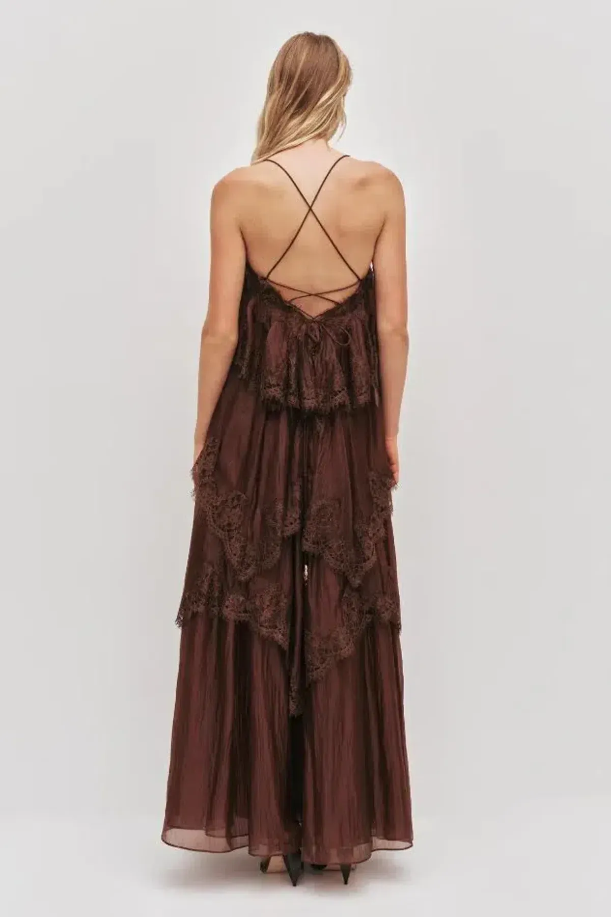 🤎 Aje Ophelia Lace Gown in Chocolate Brown - Size 12 AU - Tiered Layered Maxi Dress 🤎 - Image 2