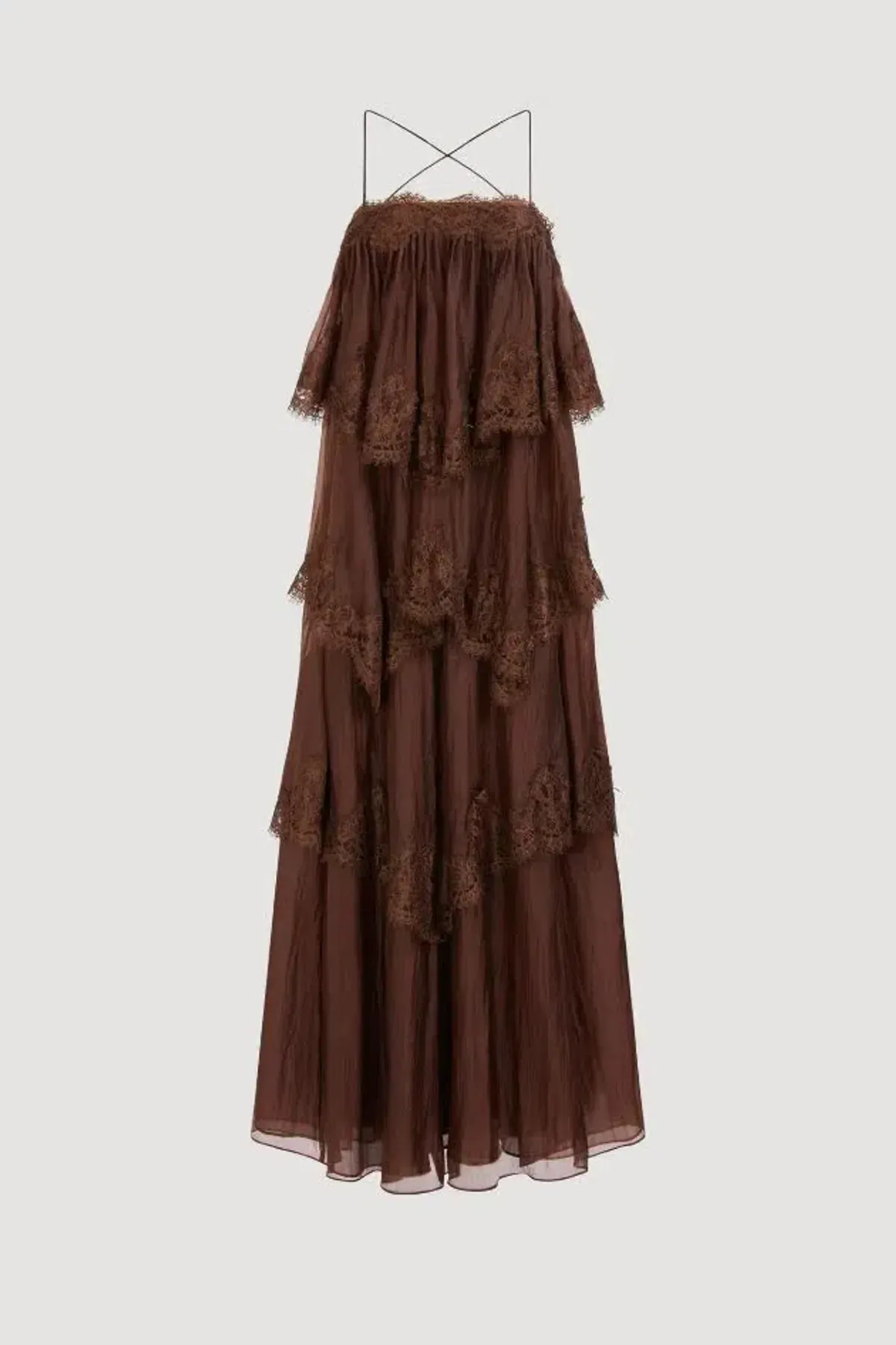 🤎 Aje Ophelia Lace Gown in Chocolate Brown - Size 12 AU - Tiered Layered Maxi Dress 🤎 - Image 6