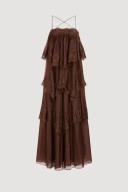 🤎 Aje Ophelia Lace Gown in Chocolate Brown - Size 12 AU - Tiered Layered Maxi Dress 🤎 for rent on The Volte - image 6