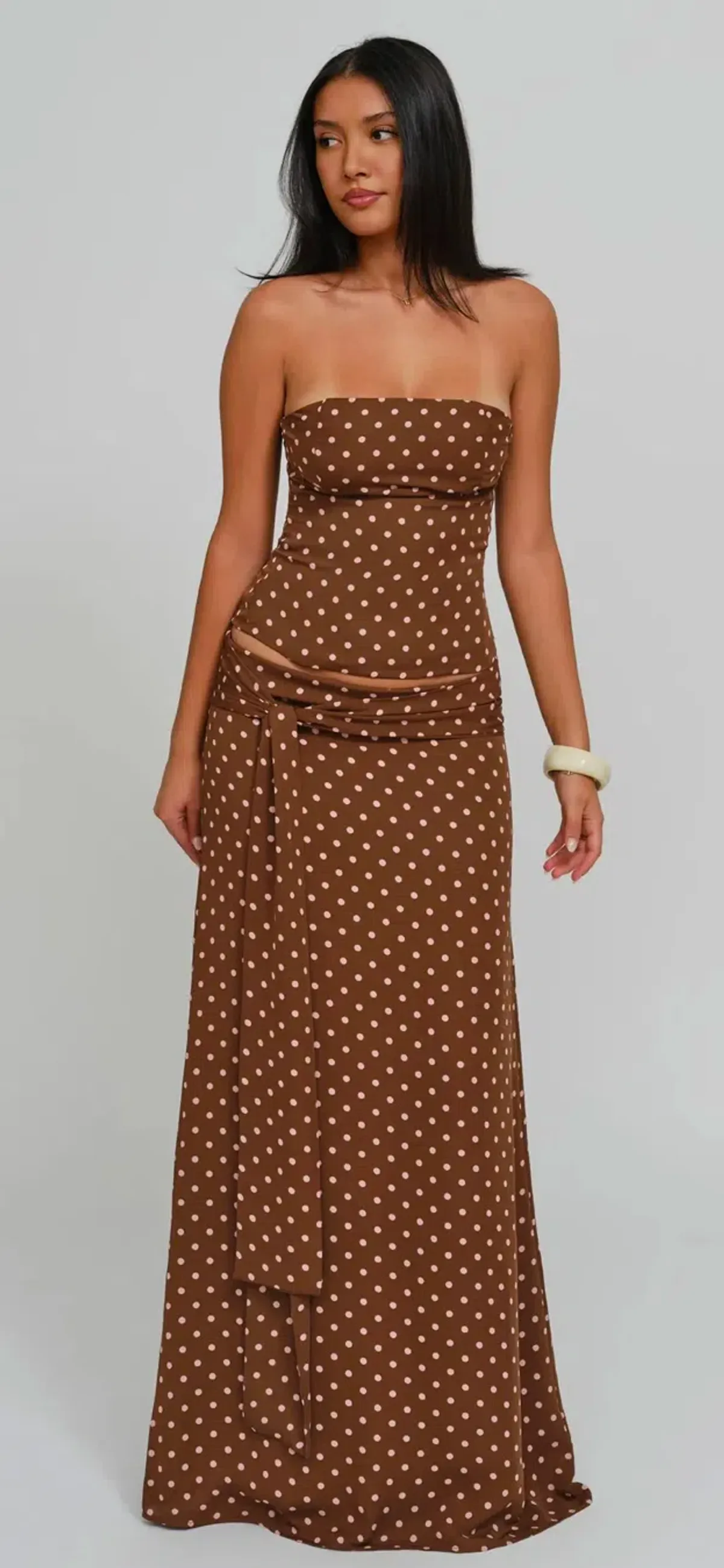 Sabelle Charlotte Corset Top and Maxi Skirt Chocolate Size S - Image 3