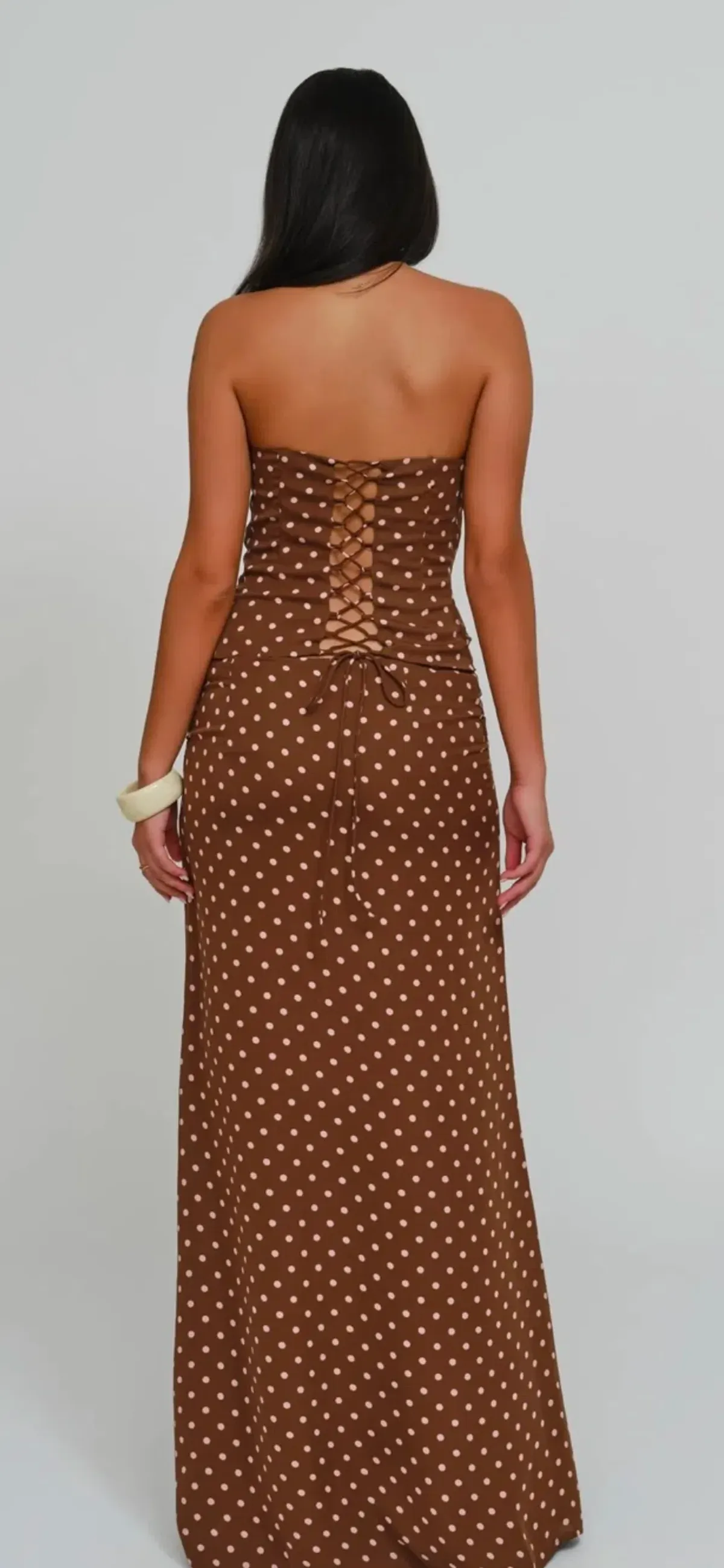 Sabelle Charlotte Corset Top and Maxi Skirt Chocolate Size S - Image 2