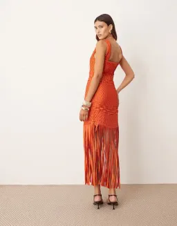 ARRANGE Lattice Handwoven Fringe Hem Dress for rent on The Volte - image 3