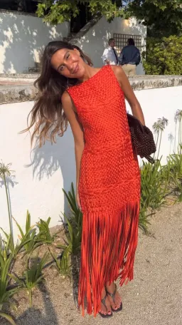 ARRANGE Lattice Handwoven Fringe Hem Dress for rent on The Volte - image 1