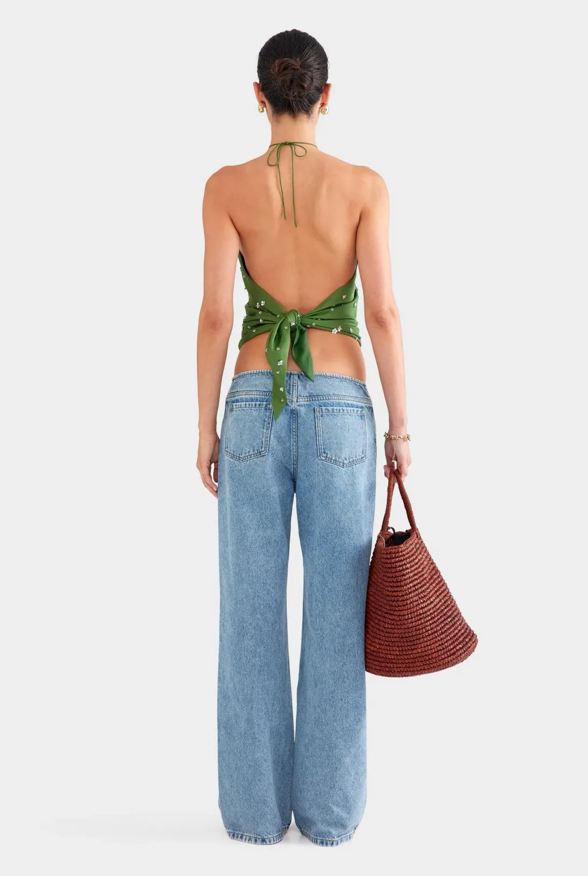 Venroy Beaded Silk Halter Scarf Top - Image 2