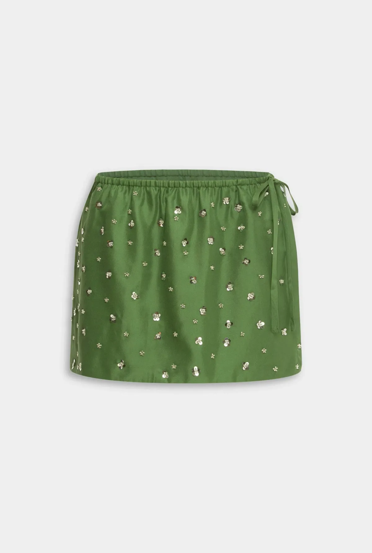 Venroy Beaded Silk Side Tie Mini Skirt - Image 4