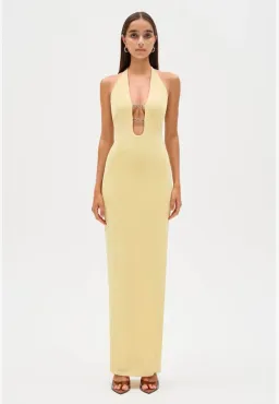 Misha Yesenia Jersey Maxi Dress Pastel Yellow for rent on The Volte - image 1