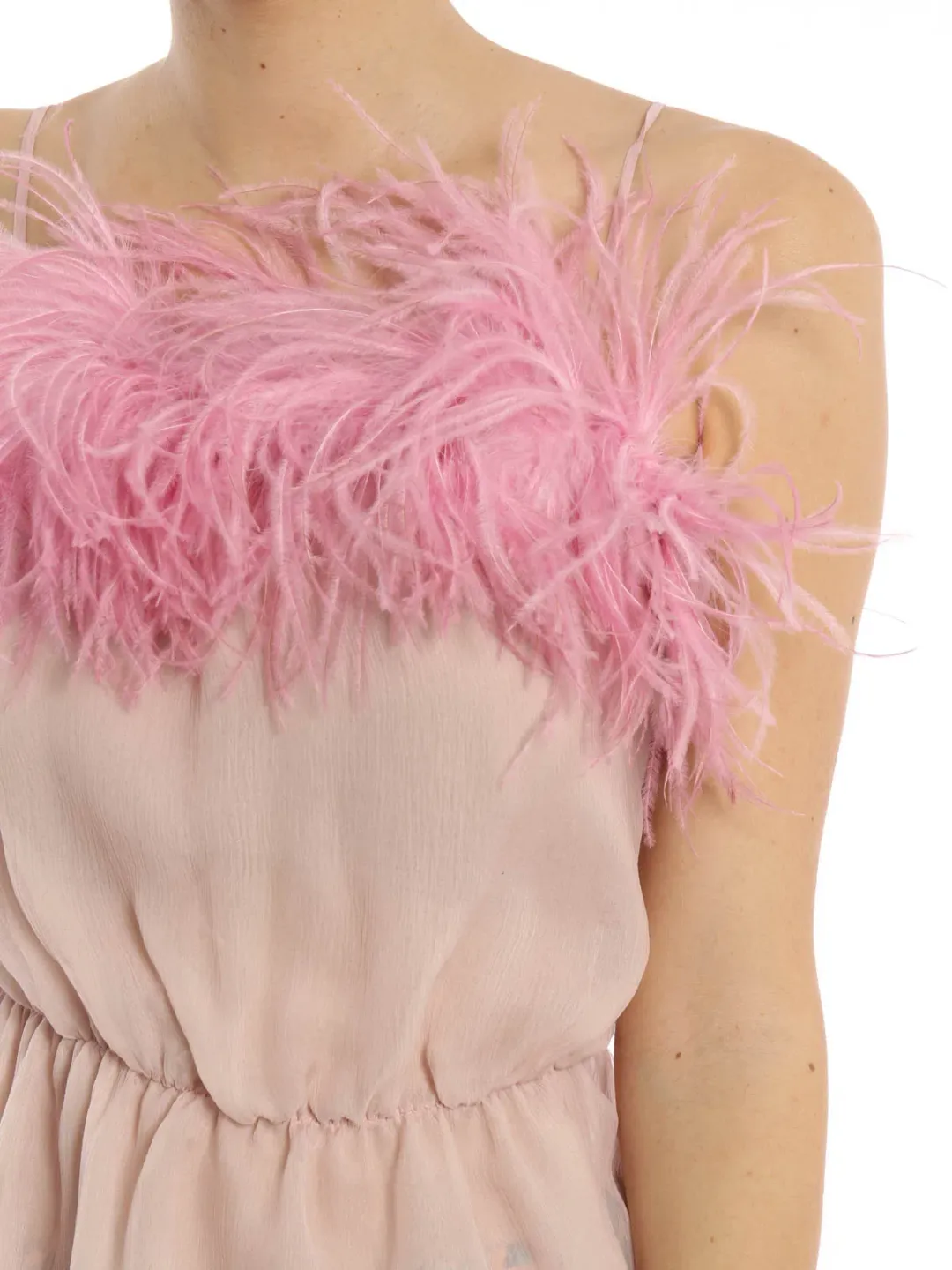 Prada Pink Feather Chiffon Silk Cami Top size 8 for rent on The Volte - main image