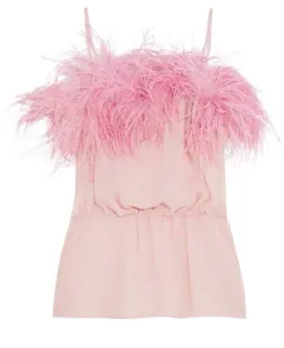 Prada Pink Feather Chiffon Silk Cami Top size 8 for rent on The Volte - image 3