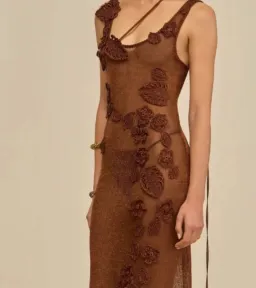 Cult Gaia Pemba knit dress incl slip saddle colour for rent on The Volte - image 2