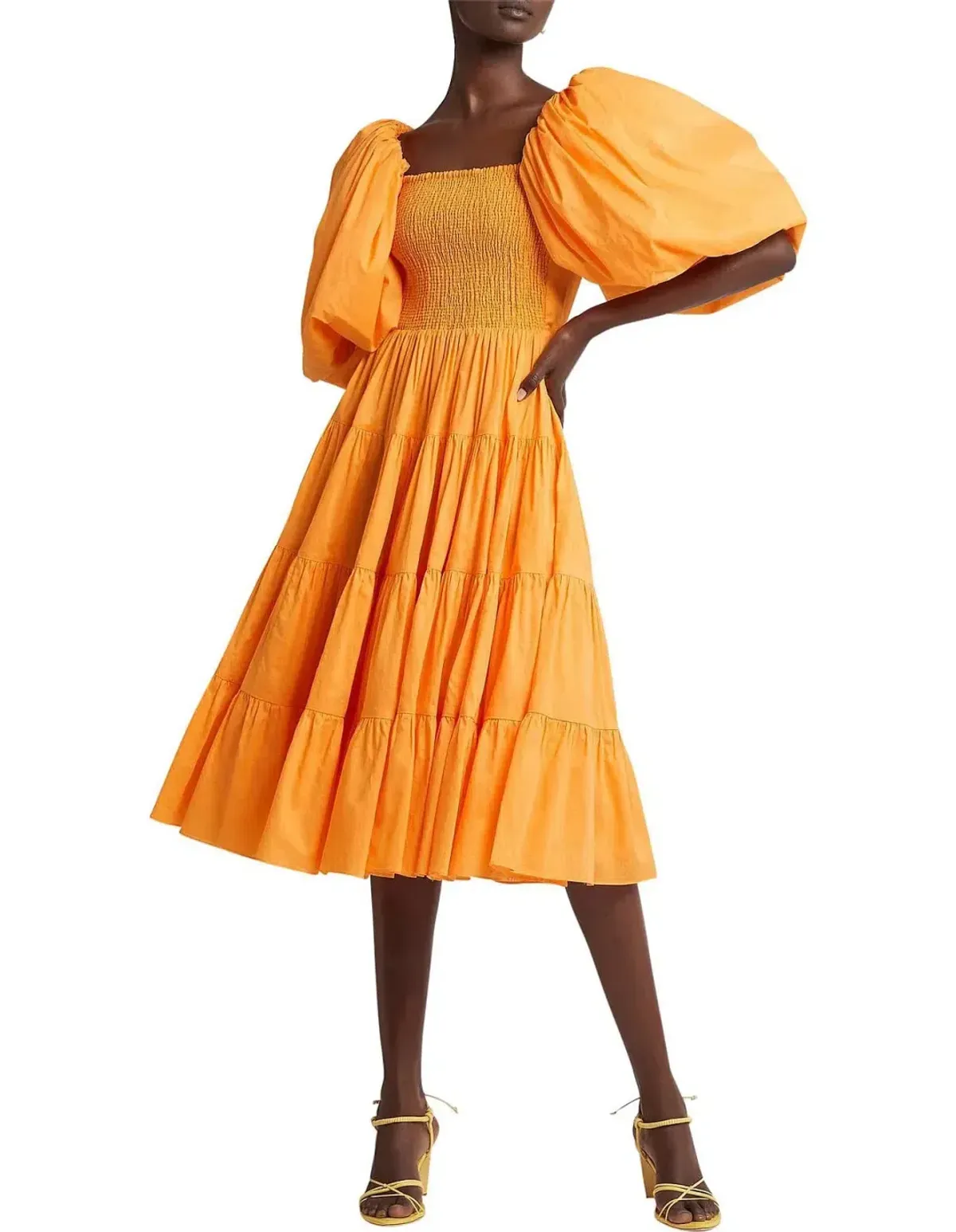AJE CHERISHED MIDI DRESS IN MARIGOLD SIZE 8 - Image 3