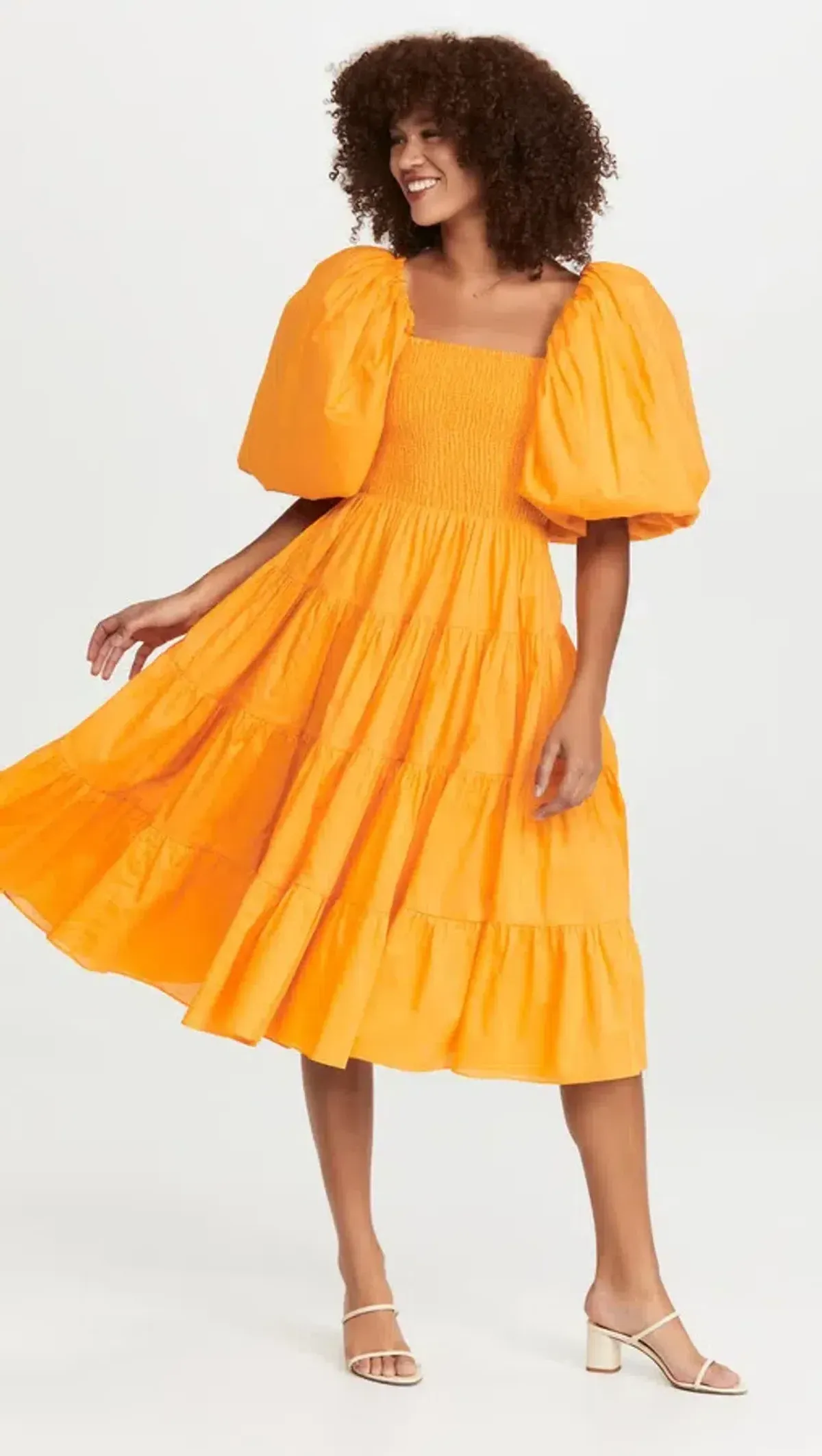AJE CHERISHED MIDI DRESS IN MARIGOLD SIZE 8 - Image 2