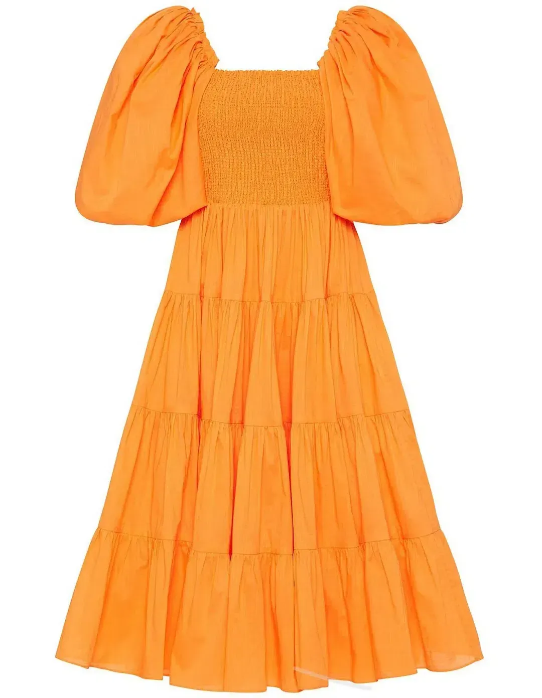 AJE CHERISHED MIDI DRESS IN MARIGOLD SIZE 8 for rent on The Volte - main image