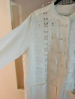 Oroton button-front shirt cutout embroidery panels on the front Size:10 Ivory colour for rent on The Volte - image 5