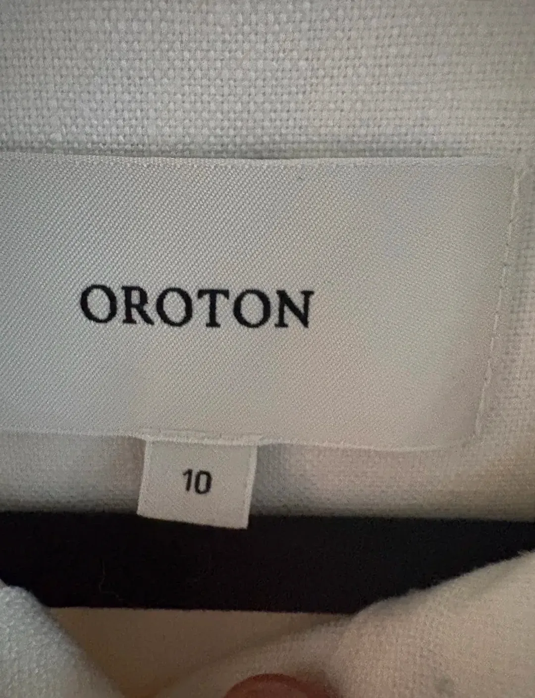 Oroton button-front shirt cutout embroidery panels on the front Size:10 Ivory colour for rent on The Volte - main image