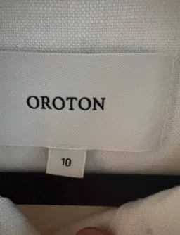 Oroton button-front shirt cutout embroidery panels on the front Size:10 Ivory colour for rent on The Volte - image 4