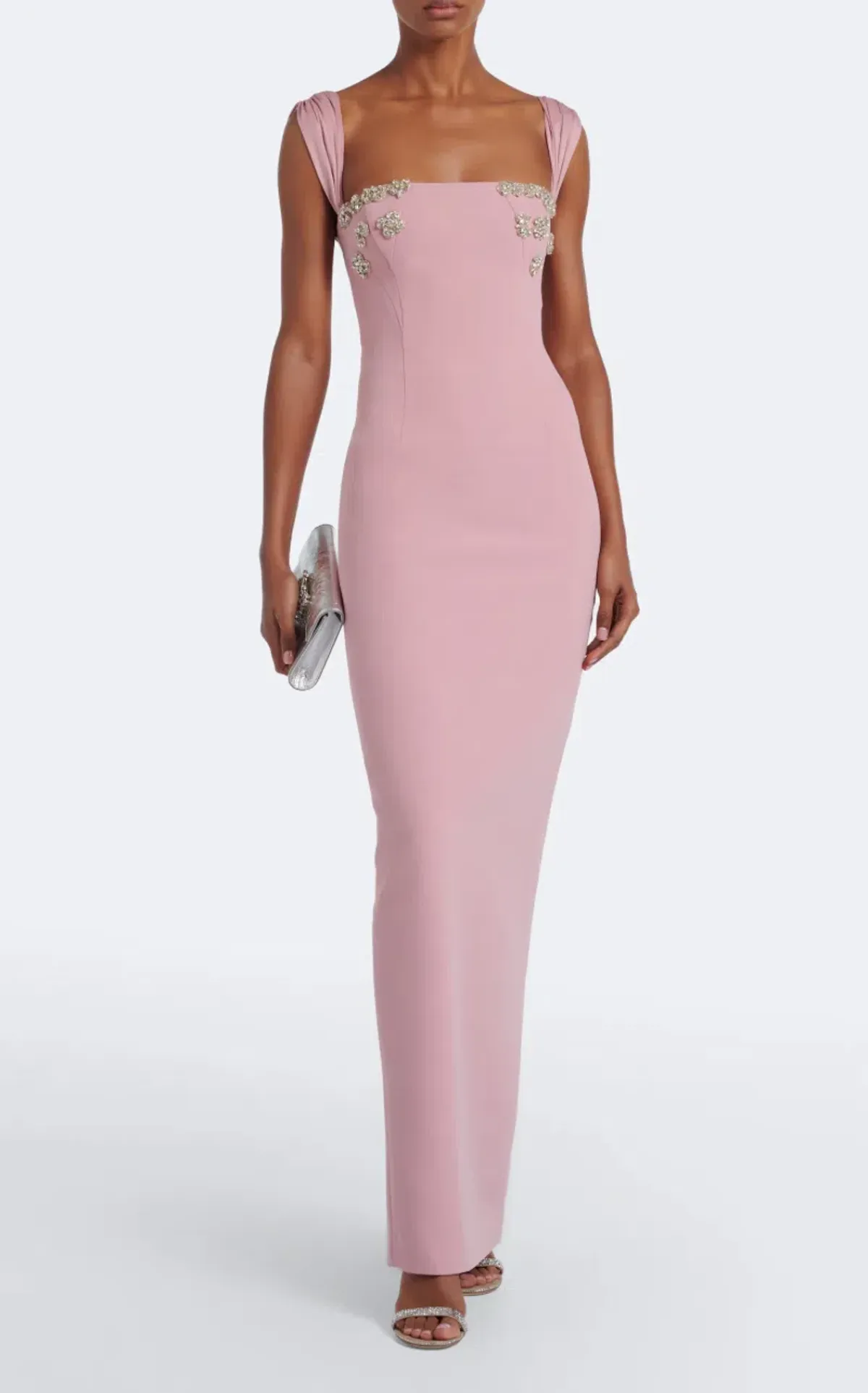 Rachel Gilbert Malia crystals embellished crêpe corset gown AU 6 dusty pink | Wedding Guest Maxi Dresses | Occasion & Formal - Image 1
