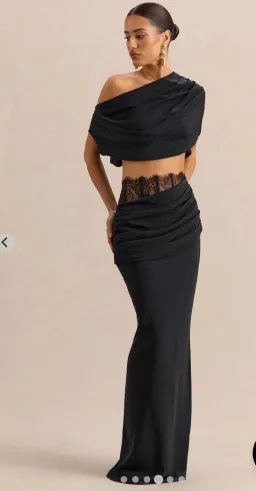 Club L London Silora & Yaselle Black Satin Two-Piece Set | AU 12 for rent on The Volte - image 2