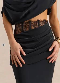 Club L London Silora & Yaselle Black Satin Two-Piece Set | AU 12 for rent on The Volte - image 3