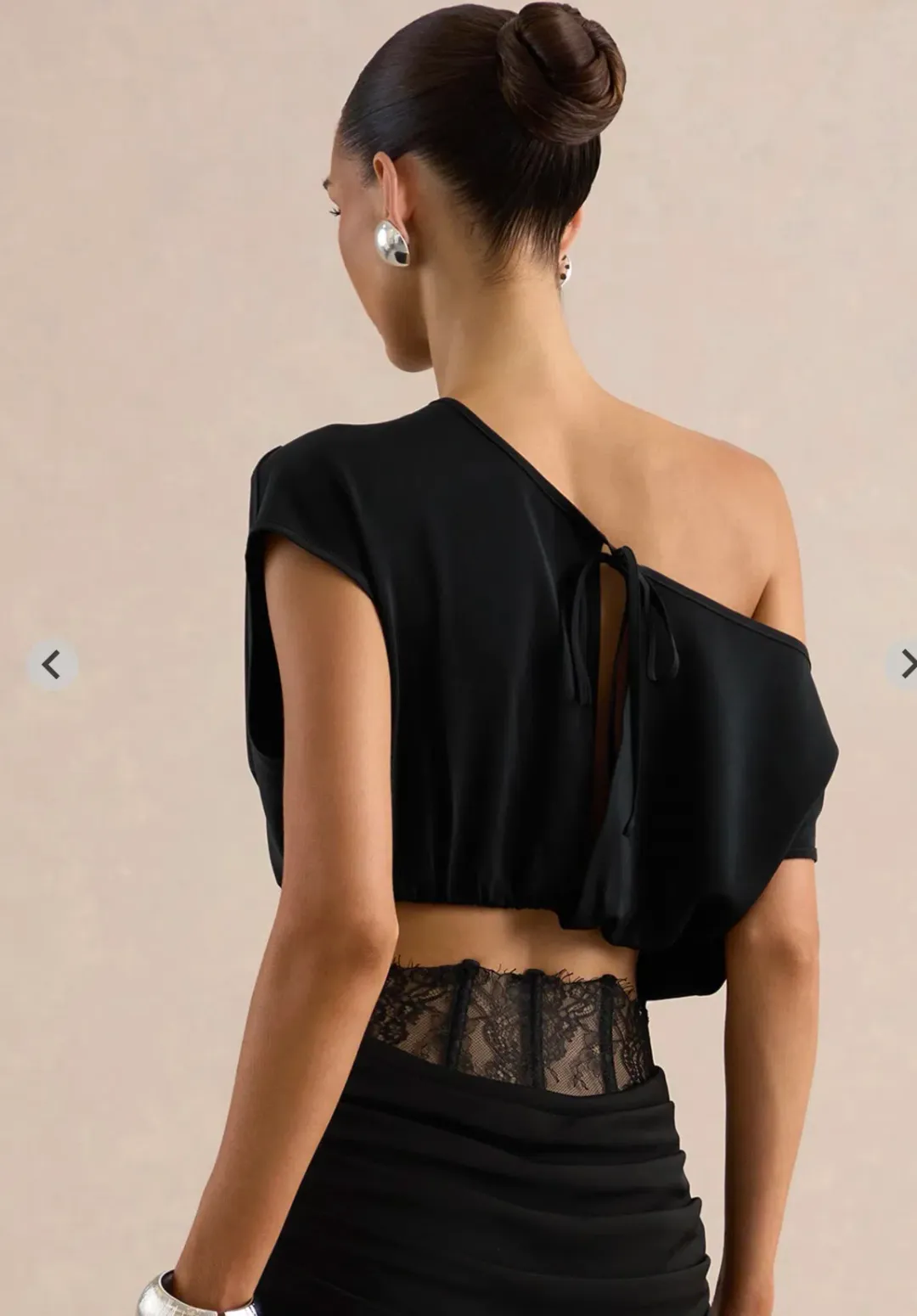 Club L London Silora & Yaselle Black Satin Two-Piece Set | AU 12 for rent on The Volte - main image