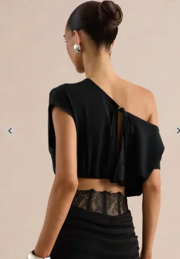 Club L London Silora & Yaselle Black Satin Two-Piece Set | AU 12 for rent on The Volte - image 4
