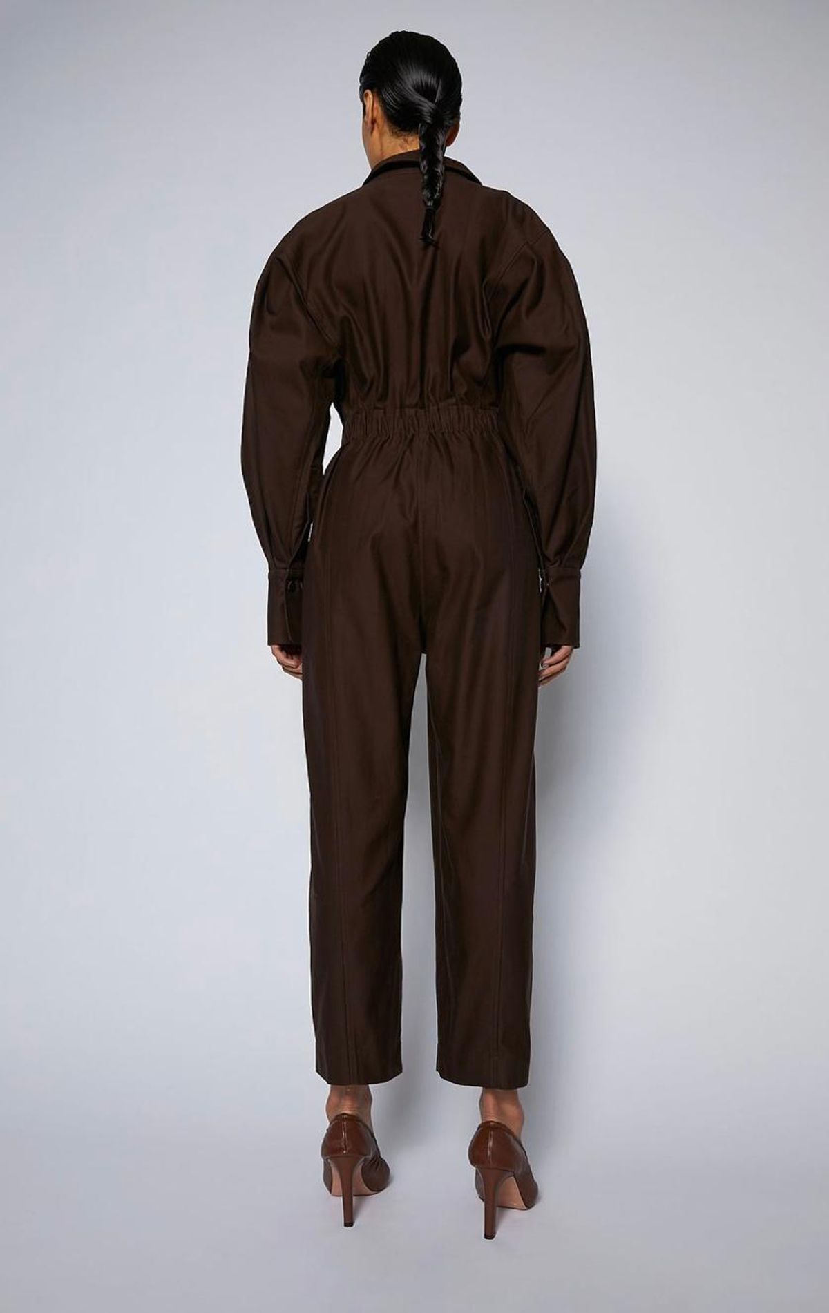 Scanlan Theodore Merserised D.Cotton Jumpsuit Chocolate Brown Size 6 - Image 3