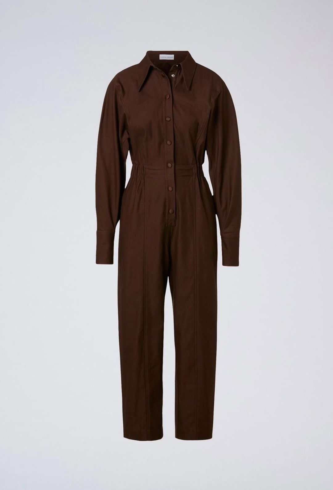Scanlan Theodore Merserised D.Cotton Jumpsuit Chocolate Brown Size 6 for rent on The Volte - main image