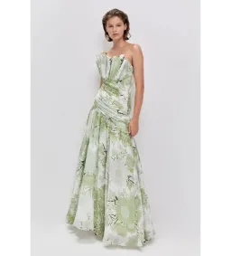 Aje Reflector Gown in Olive Native Floral Size AU14 for rent on The Volte - image 2