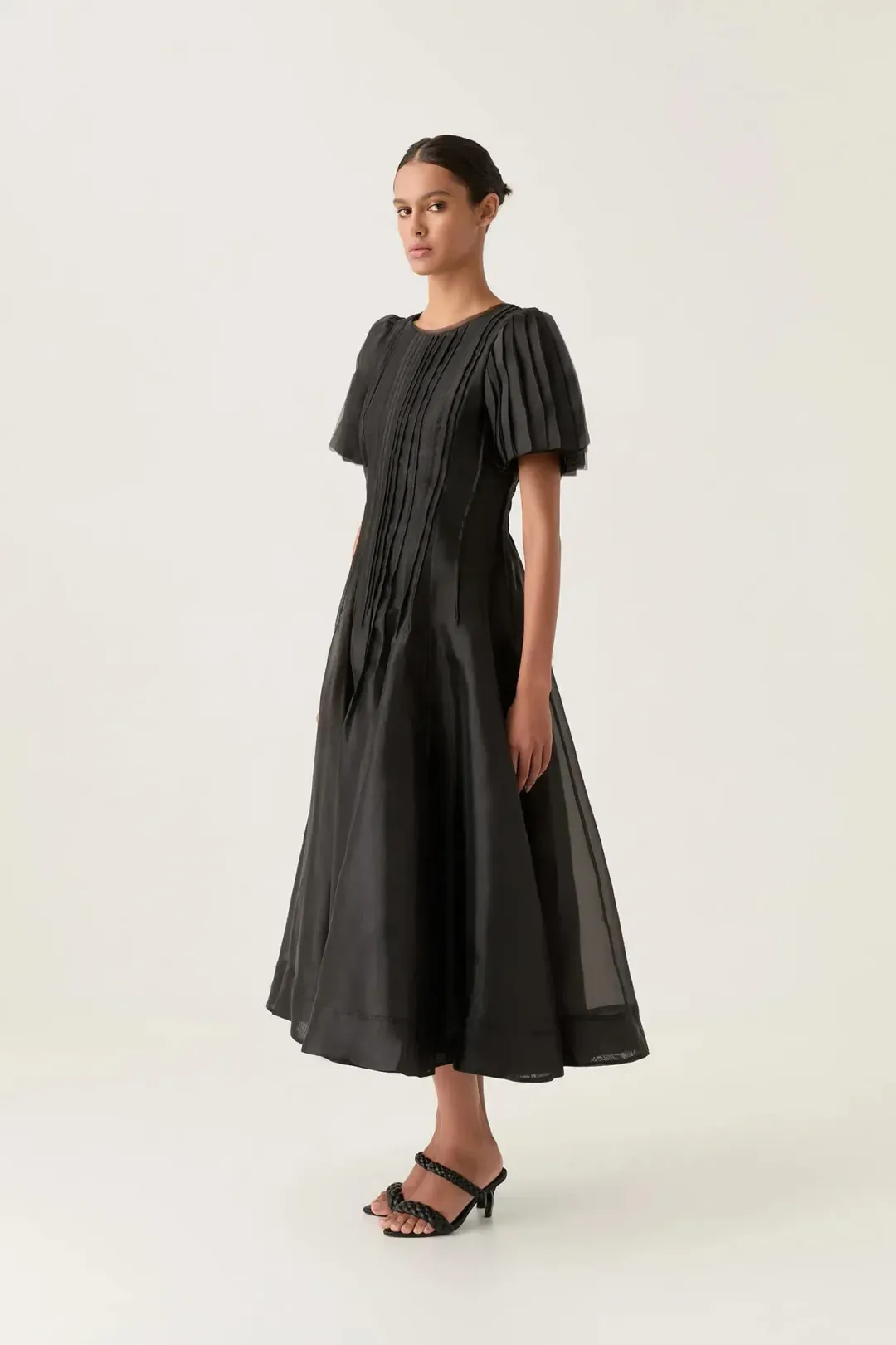 Aje Nova Pleated Midi Dress Black Size AU 16 for rent on The Volte - main image