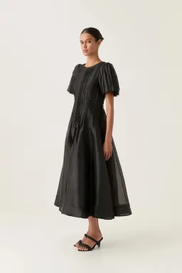 Aje Nova Pleated Midi Dress Black Size AU 16 for rent on The Volte - image 3