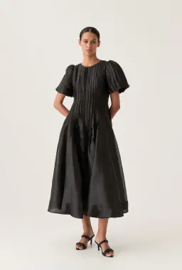 Aje Nova Pleated Midi Dress Black Size AU 16 for rent on The Volte - image 2