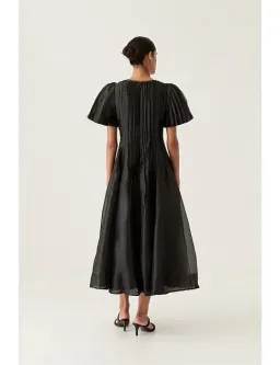 Aje Nova Pleated Midi Dress Black Size AU 16 for rent on The Volte - image 4