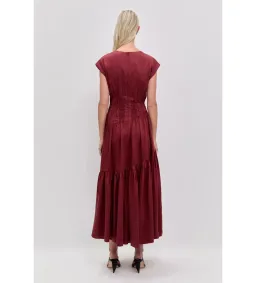 Aje Ecliptica Midi Dress in Mahogany Size AU14 for rent on The Volte - image 4