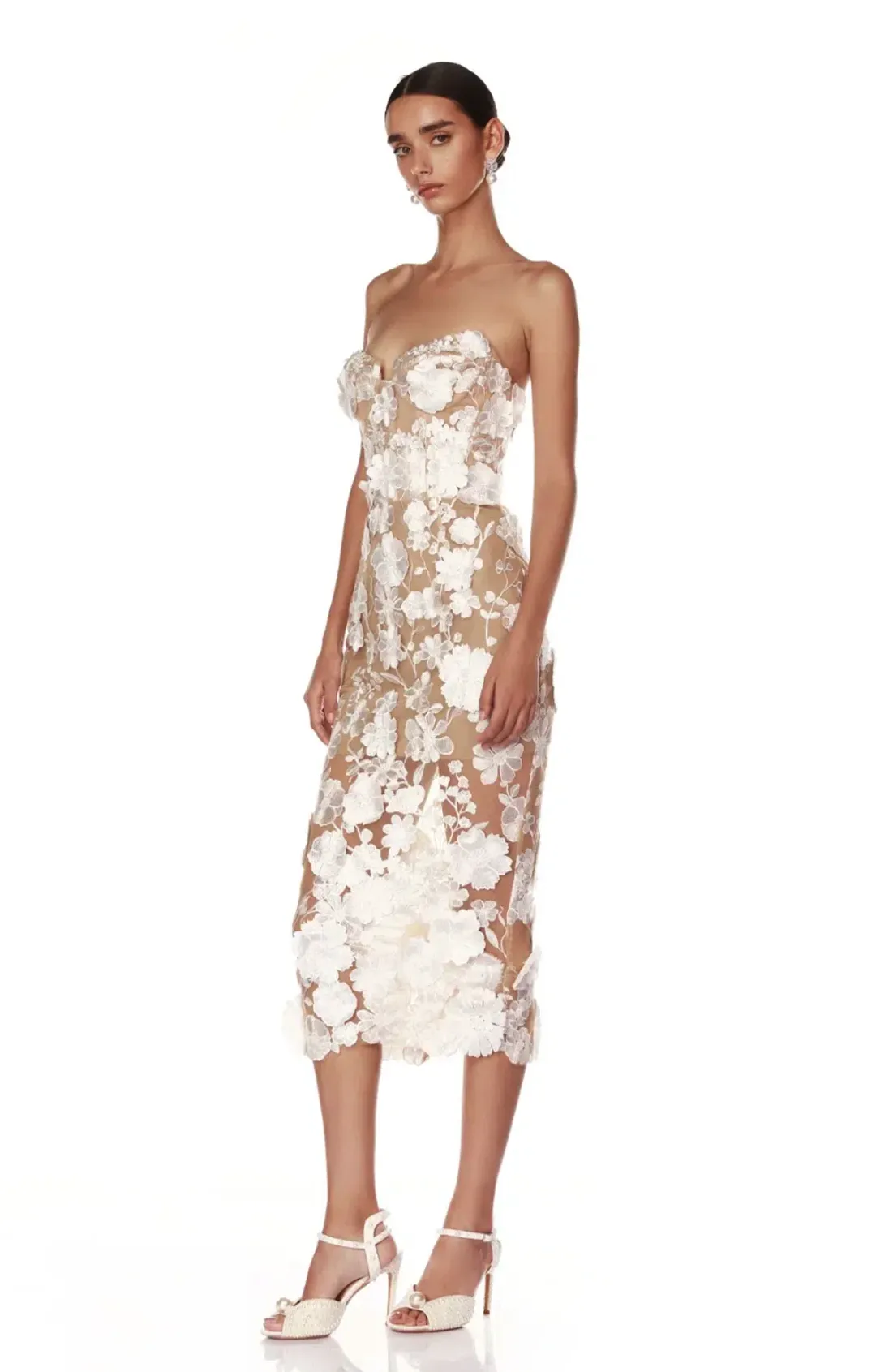 Bronx Banco Jasmine Blanc Midi Dress - size 12 for rent on The Volte - main image