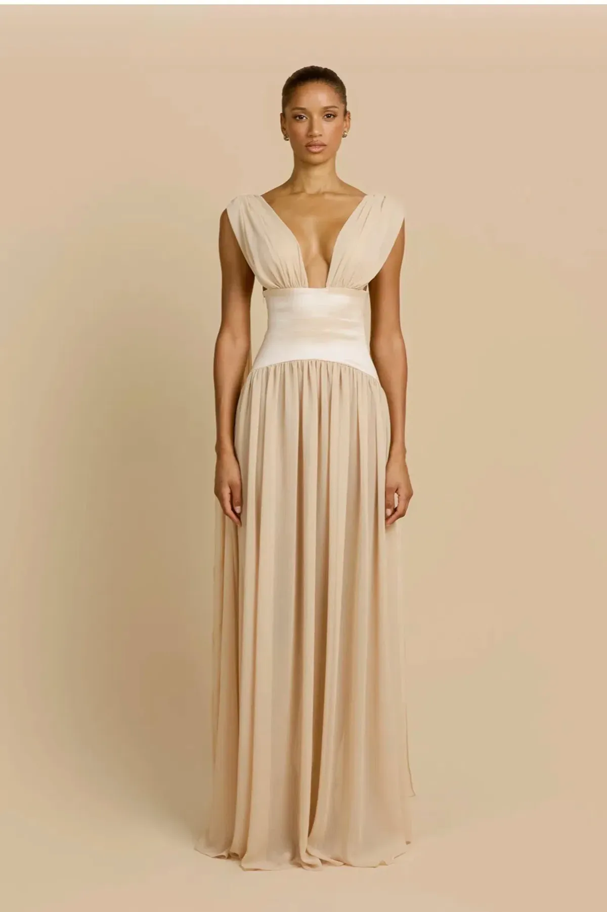 Arcina Ori Ramona Dress in Champagne size XS for rent on The Volte - main image