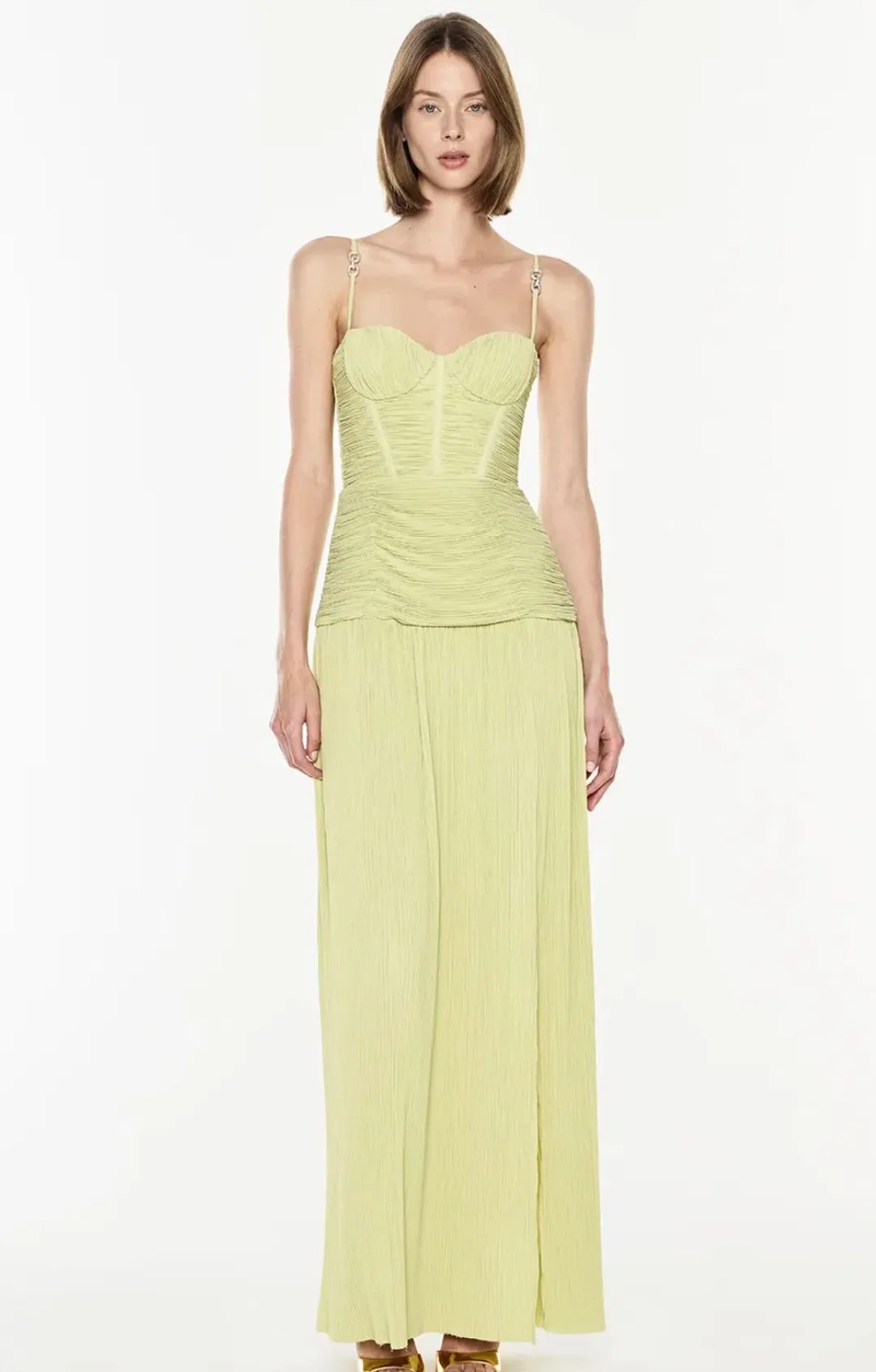 Manning Cartell Double Time Pleat Dress in Pistachio Green size 6 for rent on The Volte - main image