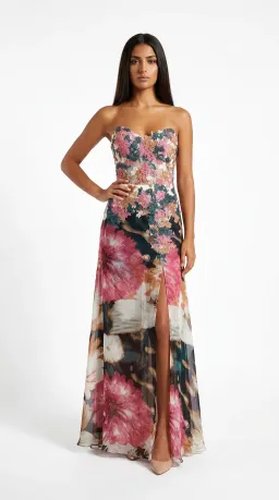 Jovani Sheer Floral Maxi Dress Size 8 for rent on The Volte - image 1