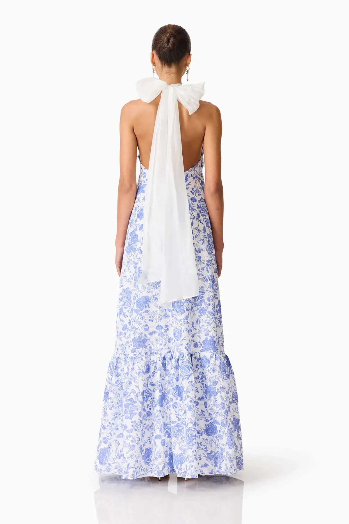 ELLIATT Elin Halter Gown in Blue Floral - Image 6