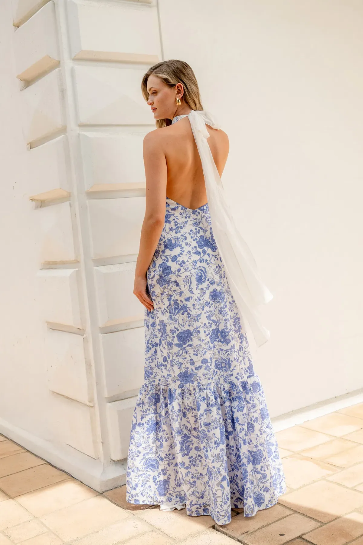 ELLIATT Elin Halter Gown in Blue Floral - Image 2