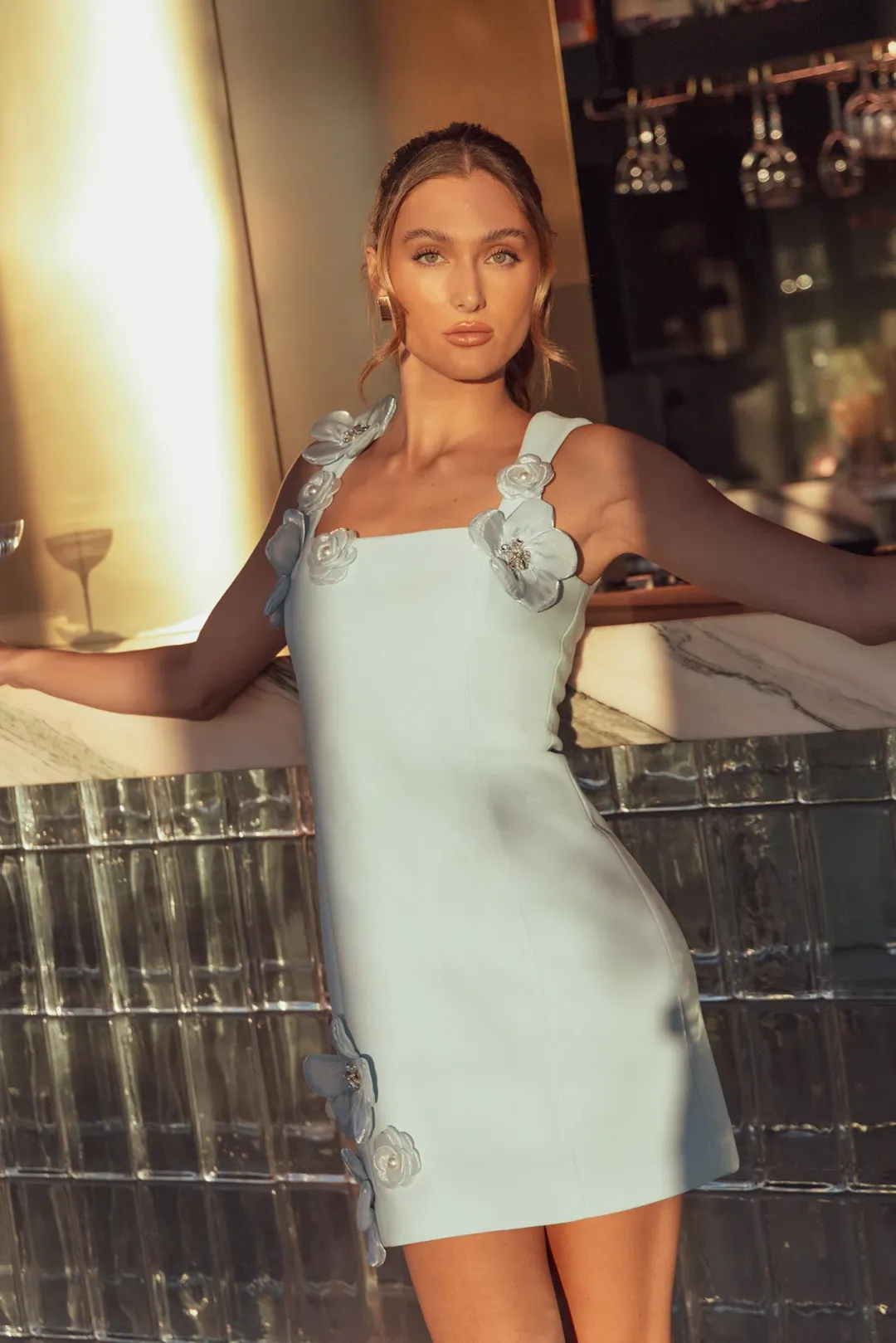 ELLIATT Chantelle Floral Mini Dress in Blue for rent on The Volte - main image