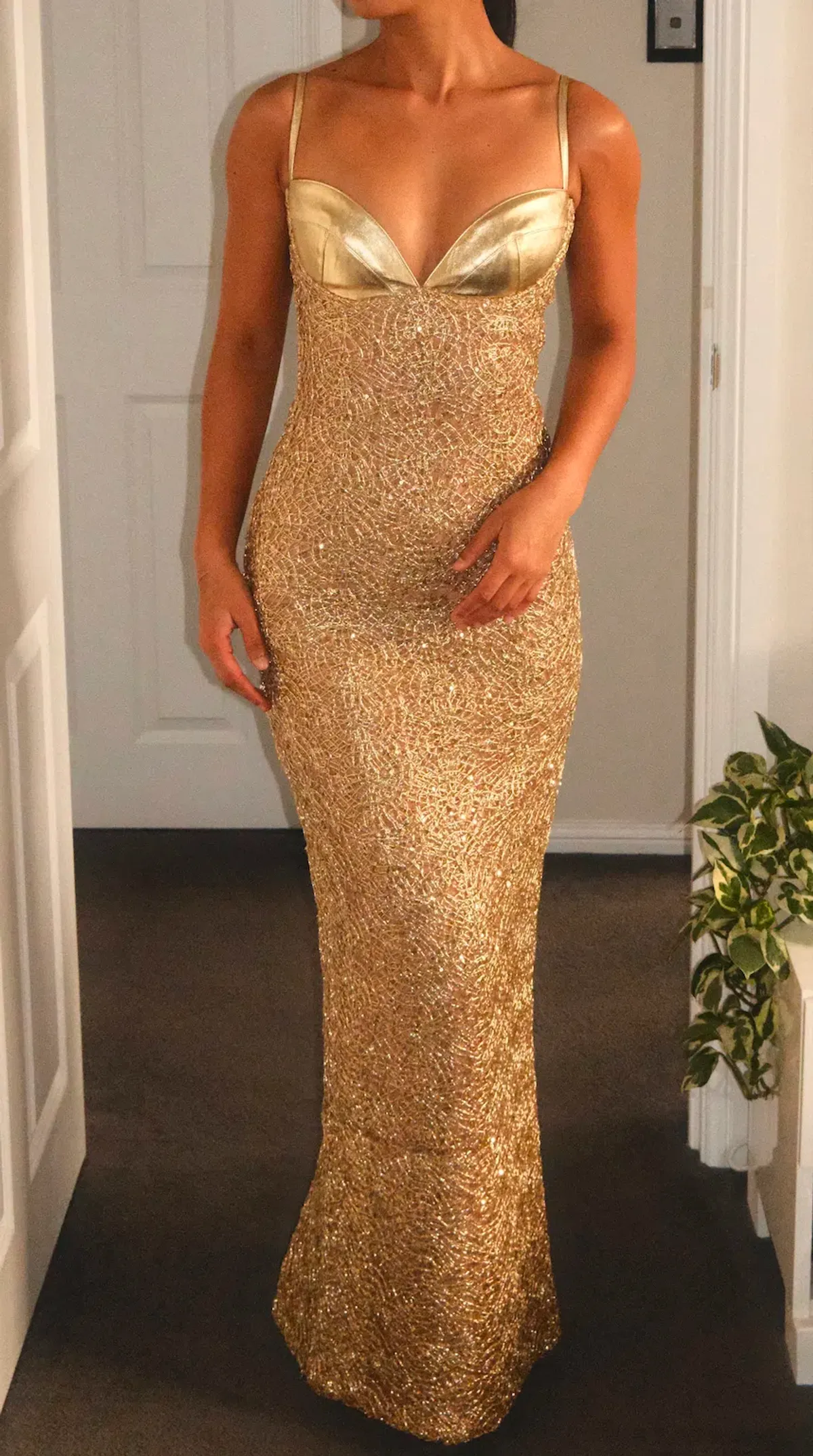 The Dolls House Sira Maxi Dress in Gold Size 8 - Image 2