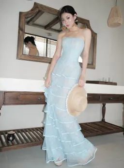 Ononmm Blue Lace Corset Dress for rent on The Volte - image 2