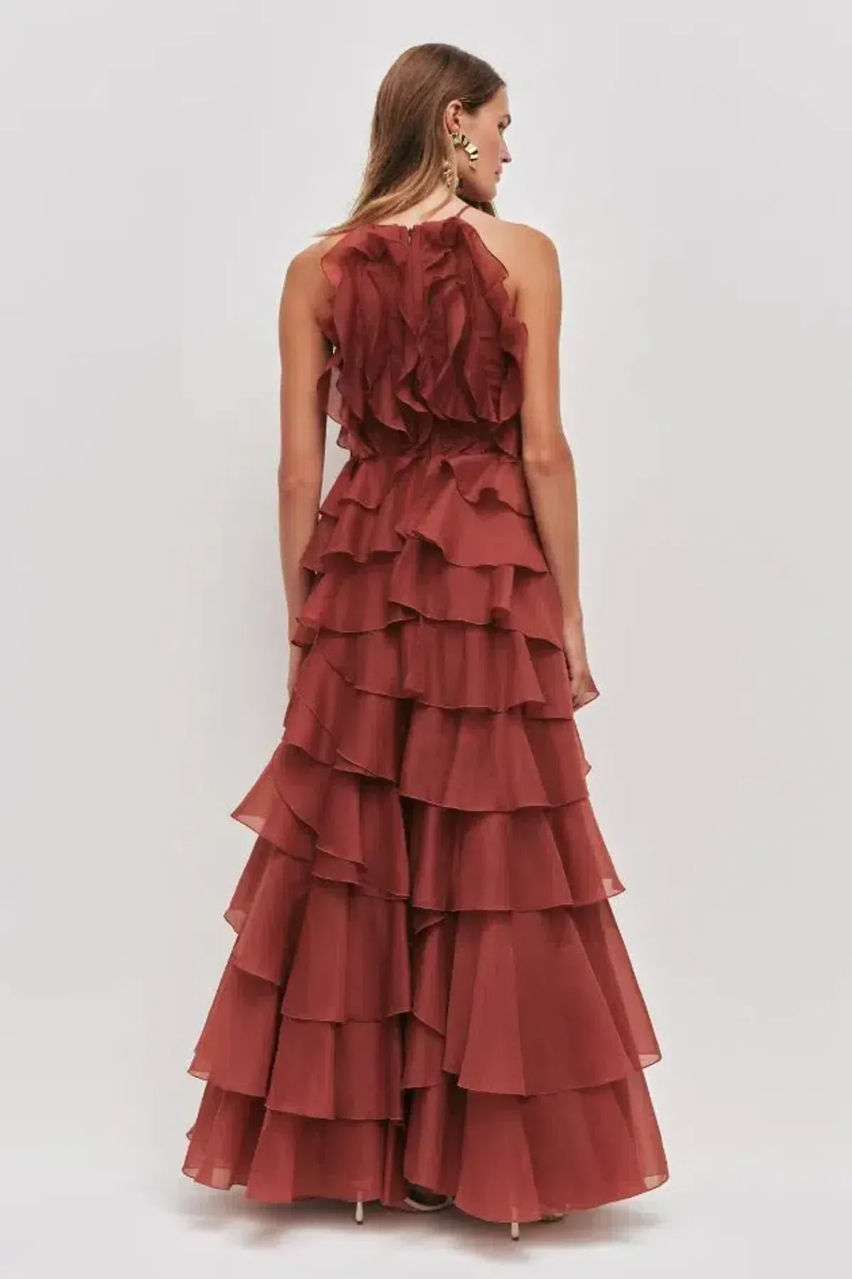 🤎 AJE Cleo Gown in Rust Brown - Size 10 - Ruffle Tiered Maxi Dress 🤎 - Image 3