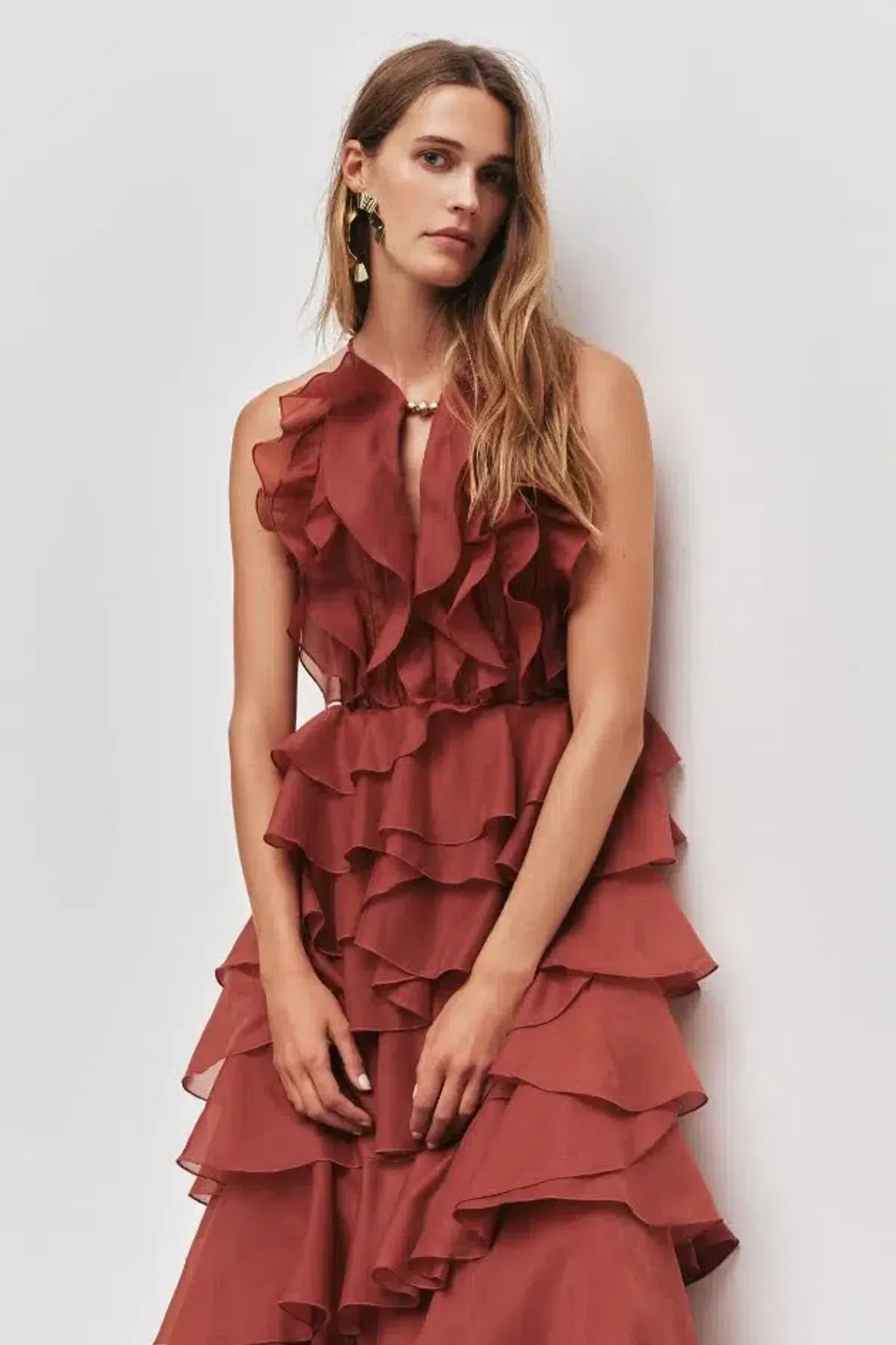 🤎 AJE Cleo Gown in Rust Brown - Size 10 - Ruffle Tiered Maxi Dress 🤎 - Image 5