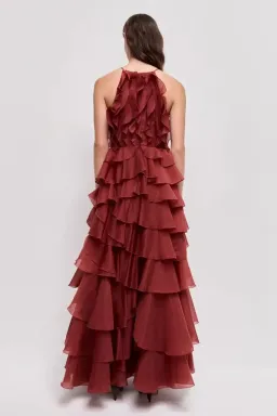 🤎 AJE Cleo Gown in Rust Brown - Size 10 - Ruffle Tiered Maxi Dress 🤎 for rent on The Volte - image 8