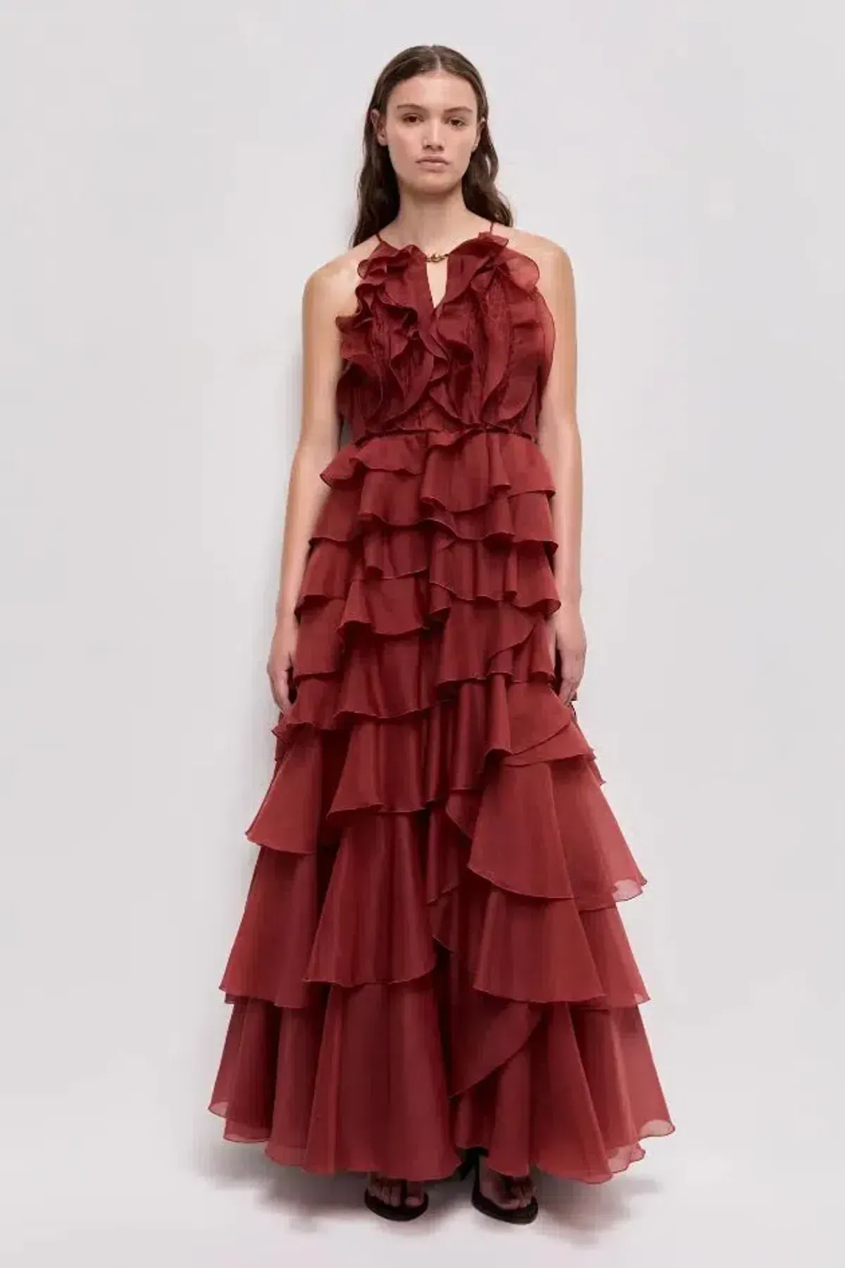 🤎 AJE Cleo Gown in Rust Brown - Size 10 - Ruffle Tiered Maxi Dress 🤎 - Image 6