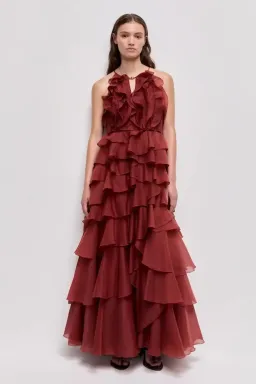 🤎 AJE Cleo Gown in Rust Brown - Size 10 - Ruffle Tiered Maxi Dress 🤎 for rent on The Volte - image 6