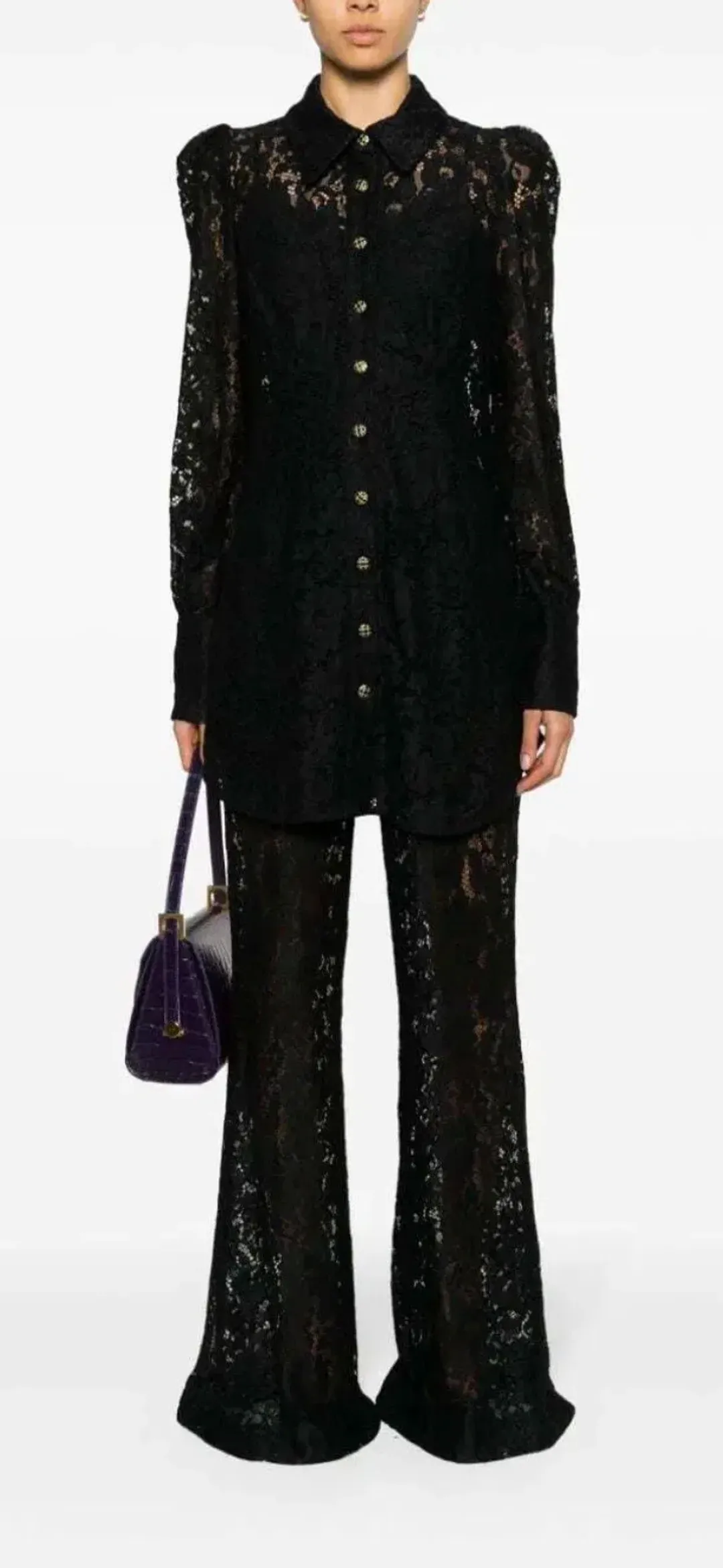 Zimmermann Matchmaker lace top and pant set black sheer Size AU 3 / UK 14 for rent on The Volte - main image